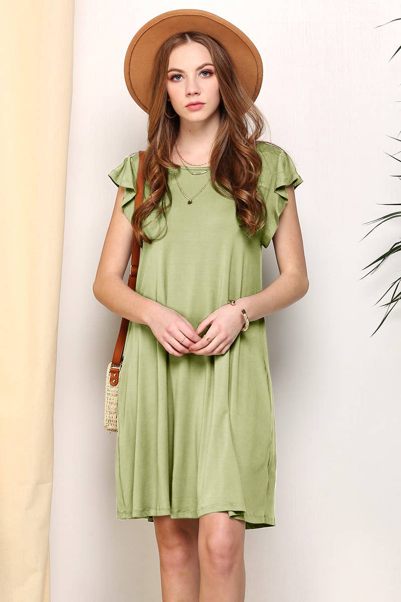 RUFFLE DETAILED PRINCESS SEAM DRESS