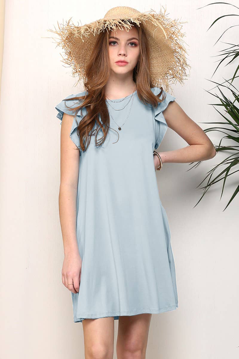 RUFFLE DETAILED PRINCESS SEAM DRESS