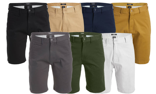 Men's 5-Pocket Flat-Front Slim-Fit Stretch Chino Shorts