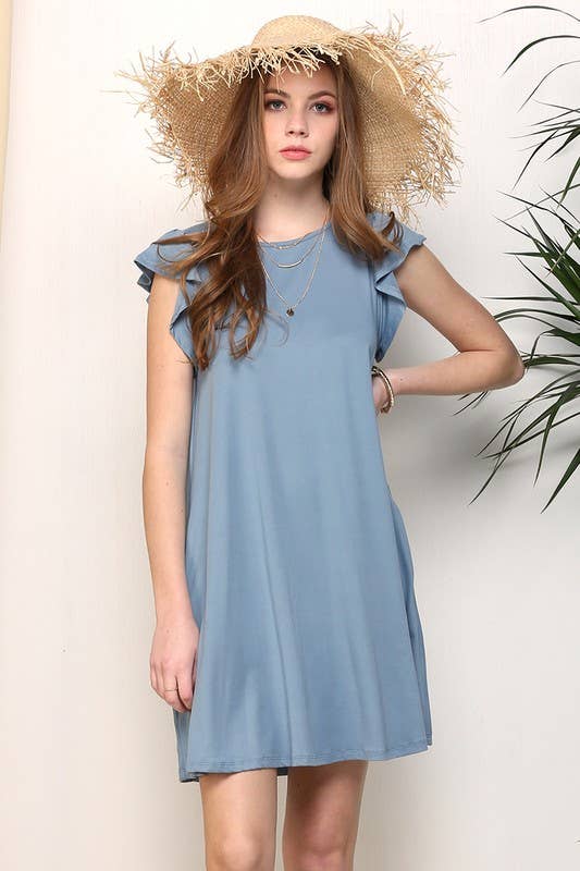 RUFFLE DETAILED PRINCESS SEAM DRESS