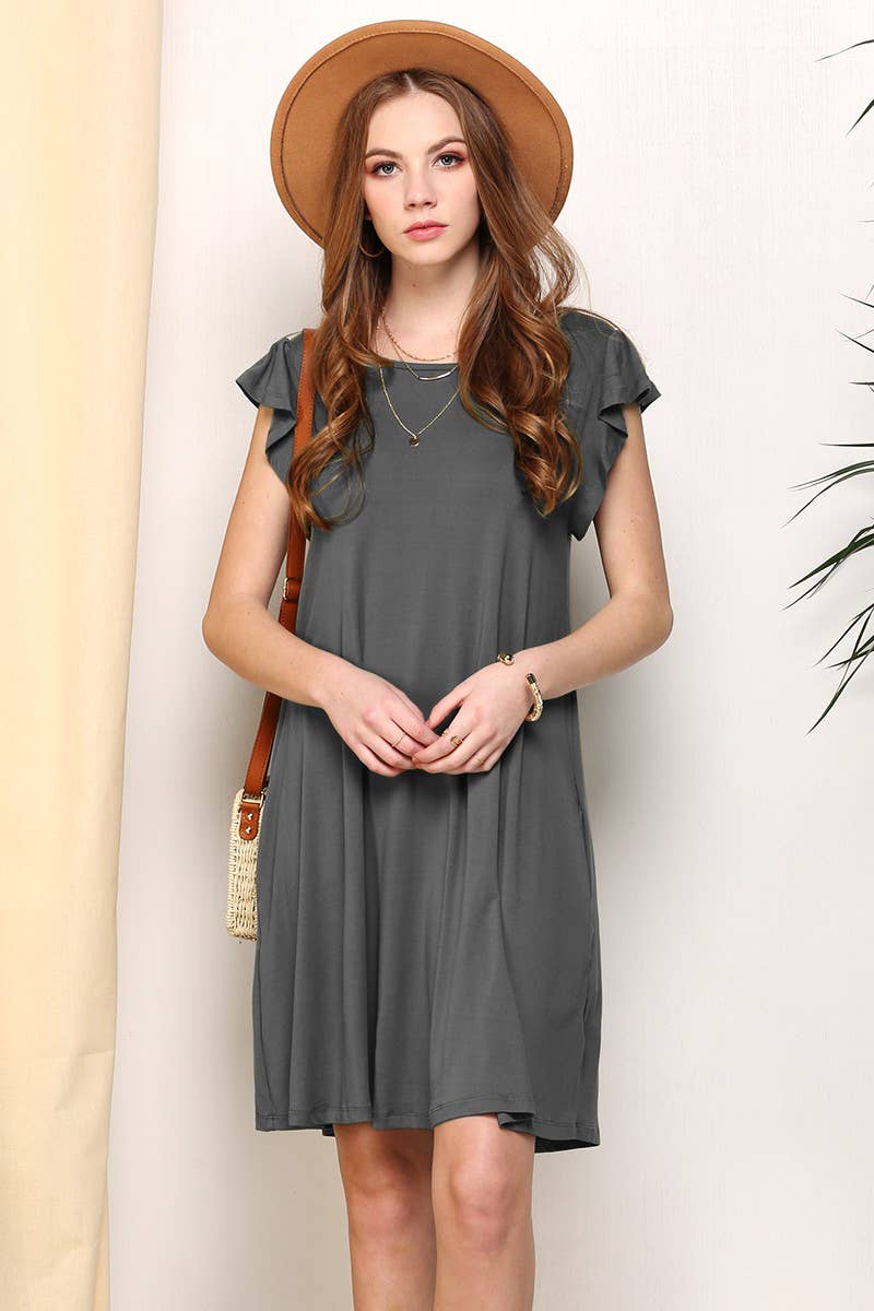 RUFFLE DETAILED PRINCESS SEAM DRESS