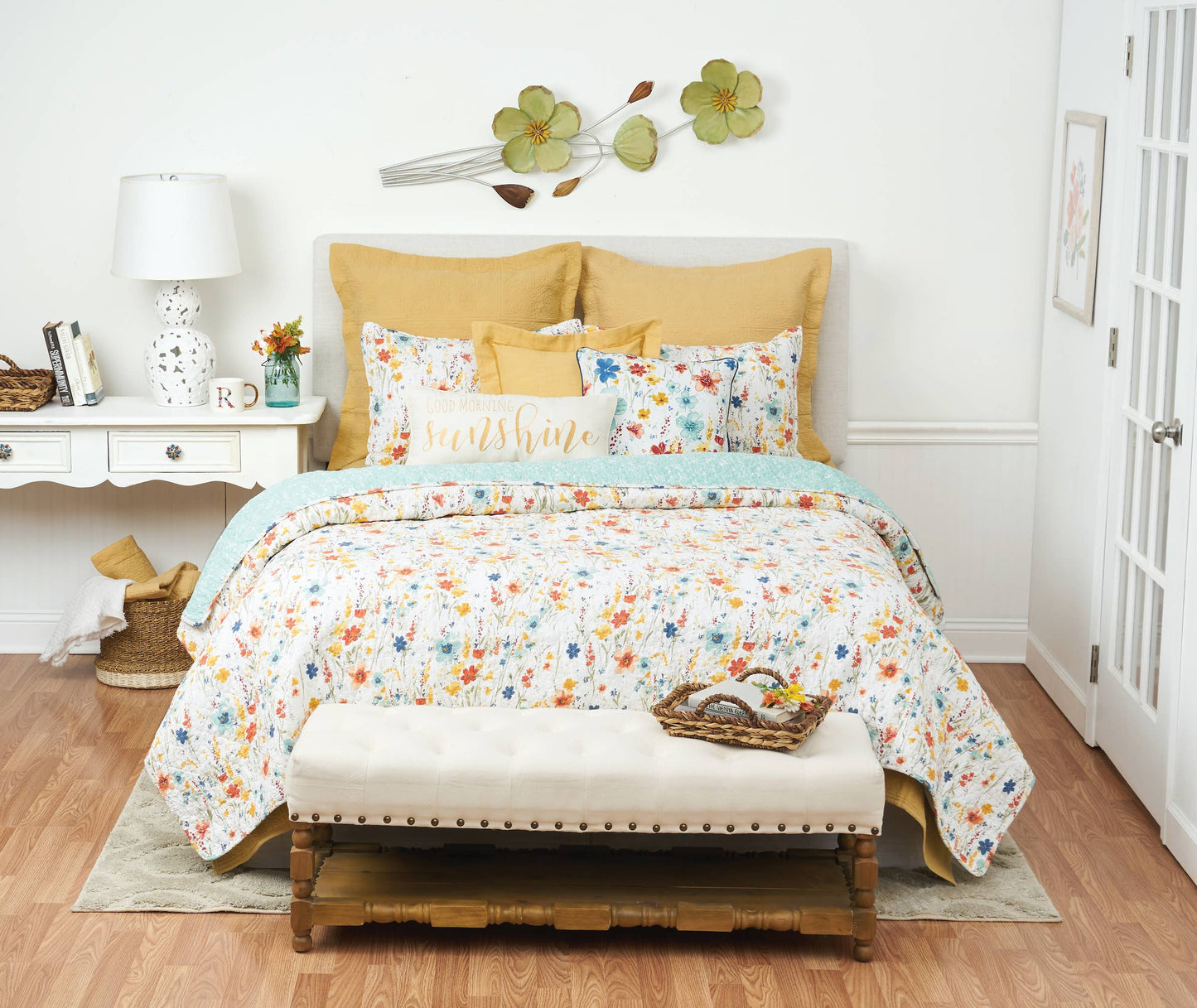 Sheila Watercolor Wildflower Floral Quilt Set