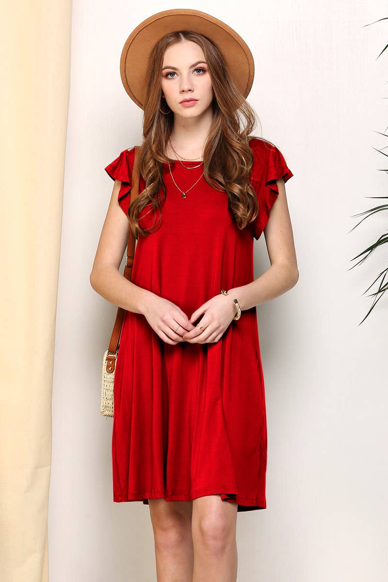 RUFFLE DETAILED PRINCESS SEAM DRESS