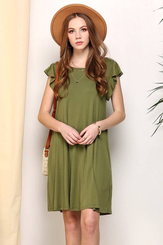 RUFFLE DETAILED PRINCESS SEAM DRESS