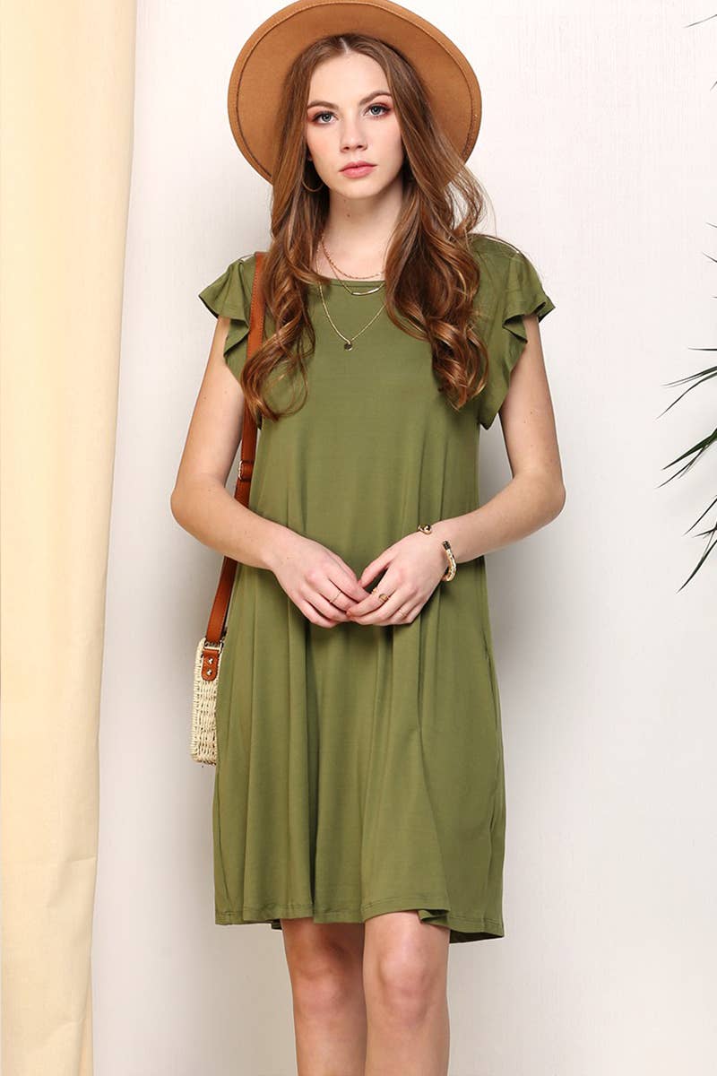 RUFFLE DETAILED PRINCESS SEAM DRESS