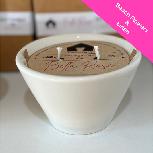 Bella Rose Soy Candle - Beach Flowers & Linen