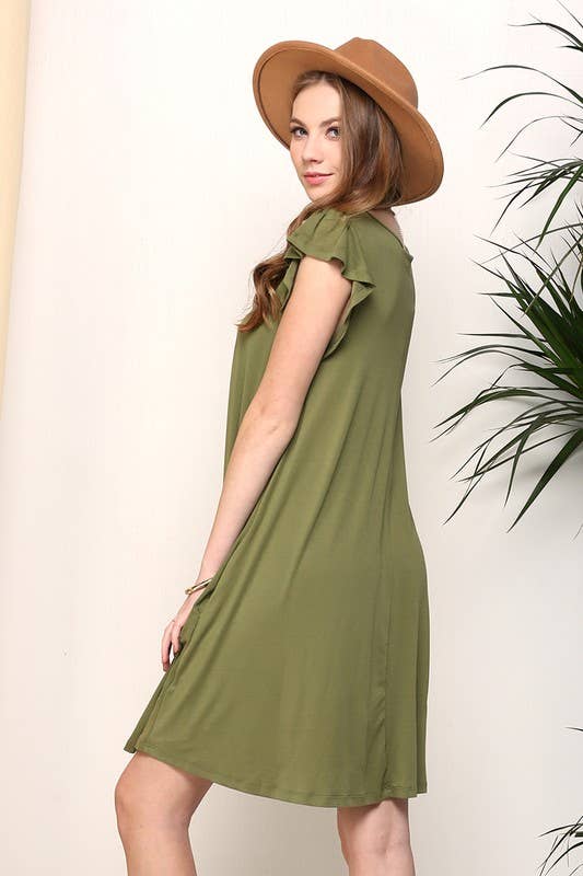 RUFFLE DETAILED PRINCESS SEAM DRESS