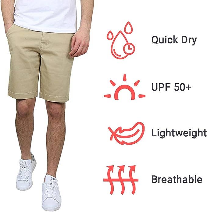 Men's 5-Pocket Flat-Front Slim-Fit Stretch Chino Shorts