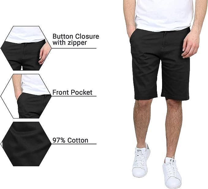 Men's 5-Pocket Flat-Front Slim-Fit Stretch Chino Shorts