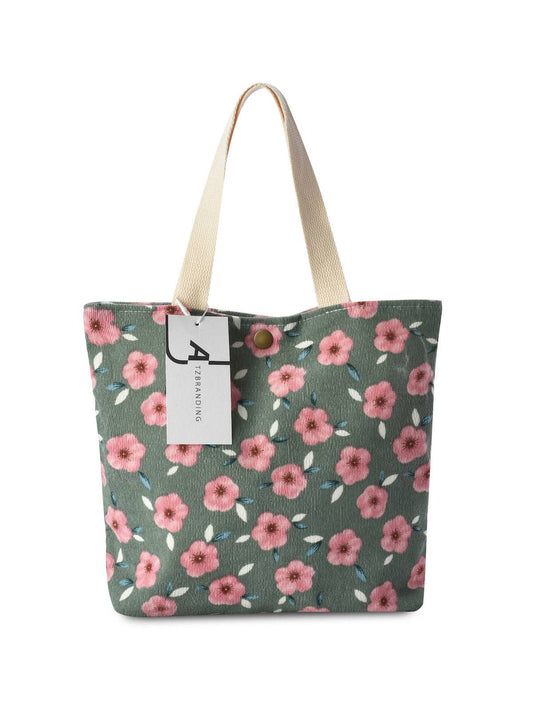 Floral Corduroy Tote