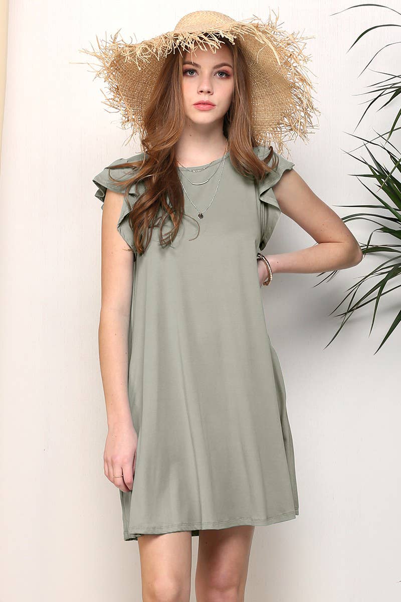 RUFFLE DETAILED PRINCESS SEAM DRESS