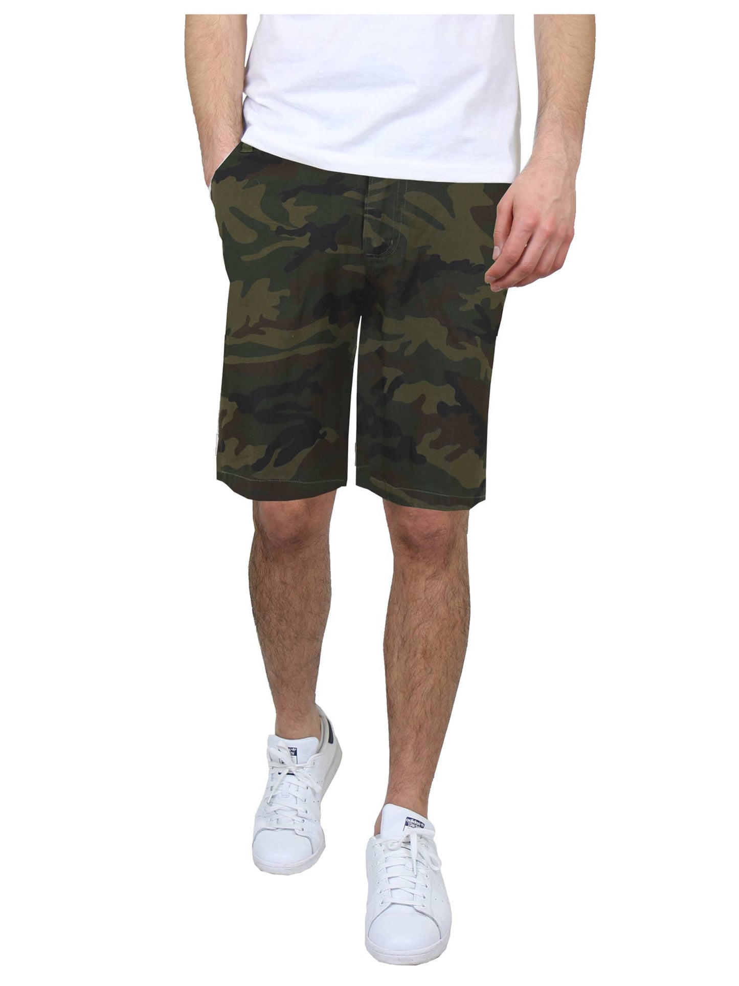 Men's 5-Pocket Flat-Front Slim-Fit Stretch Chino Shorts