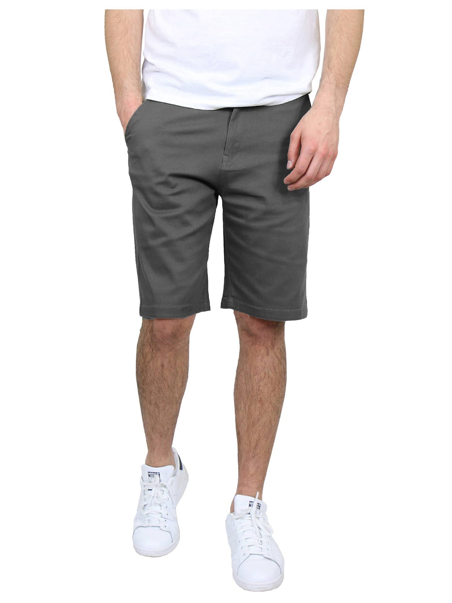 Men's 5-Pocket Flat-Front Slim-Fit Stretch Chino Shorts